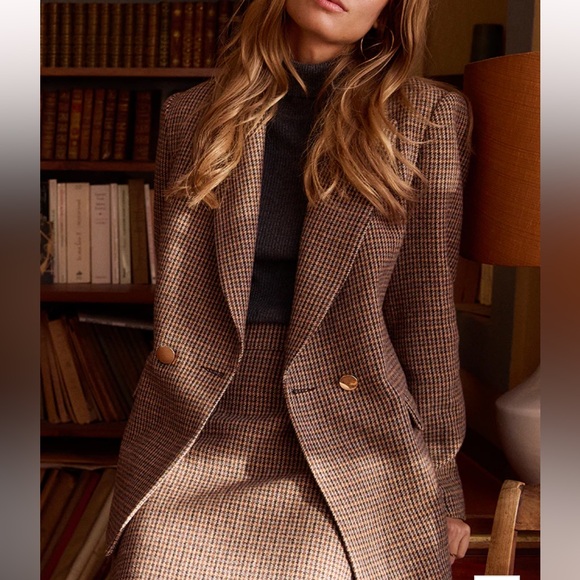 Molly Bracken 🎉host pickx2🎉NWT houndstooth woven single double breasted blazer